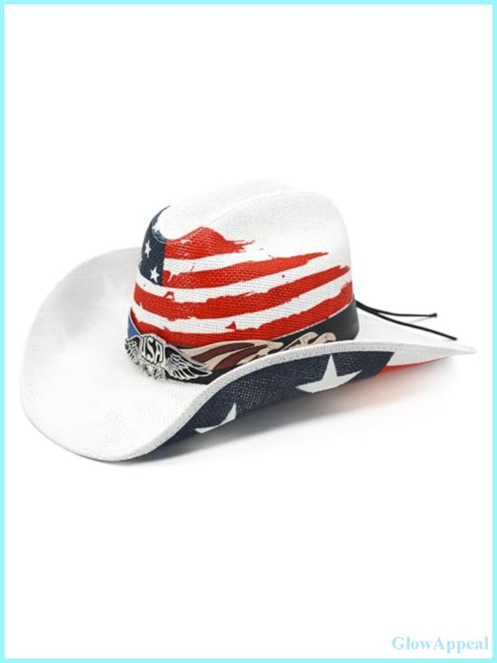 Straw Cowboy Hat Men Women USA Patriotic Western Flag Rodeo